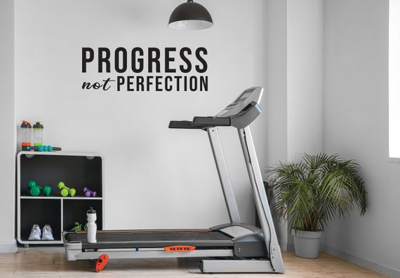 PROGRESS not PERFECTION, Fitness Wall Decal, Motivational Quote, Above the Mirror Gym Decal, Wall Sticker for Gym, Apartment Complex Gym