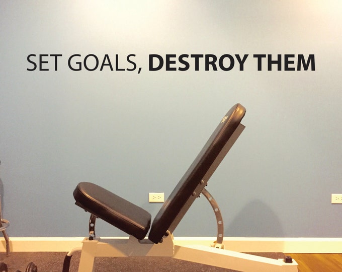 Goals Quote wall art decal, Office Wall Art, Classroom Wall Art Decal, Set Goals, DESTROY THEM