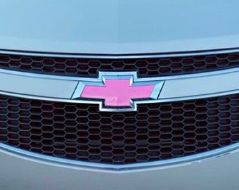 2 Pink (and other colors) Vinyl Rectangle 5"X12" Sheets Wrap Chevy Bowtie Emblem Overlay Cover Decal- NOT PRECUT