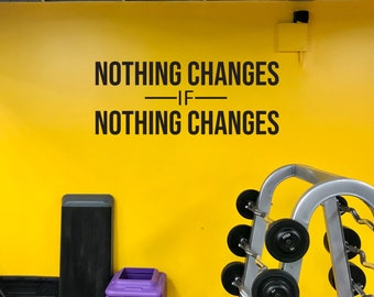 NOTHING CHANGES if Nothing Changes Gym Wall Decal, Cycling Decor, Gym Decor Ideas, Fitness Sign, Gift Idea, Fitness Gift 023