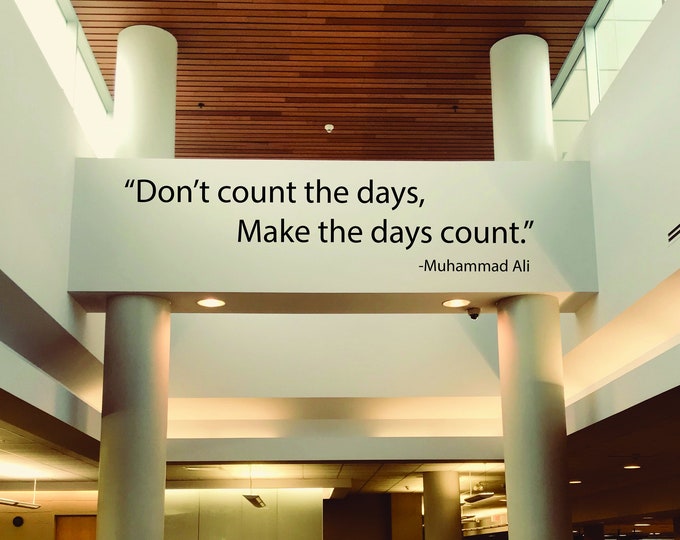 Gym Wall Decal, Inspirational Quote Wall Decal, Boxing Decor, Boxing Quote Decal, Don't count the days, Make the days count. Muhammad Ali
