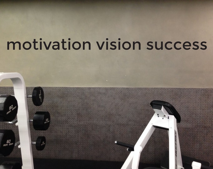 Fitness Motivation Quote Wall Decal, Motivation Vision Success, Gym or Classroom Decor