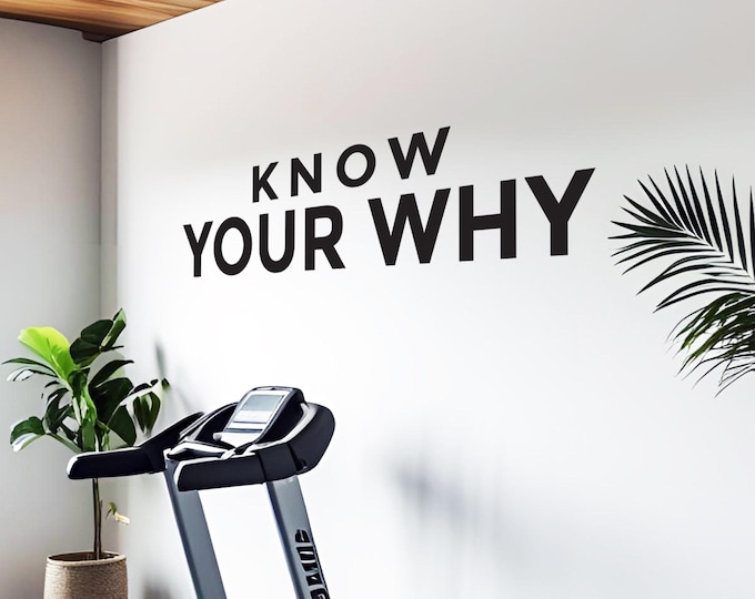 KNOW YOUR WHY Fitness Wall Decal, Wall Decal for Gym, Fitness Quote Motivation Inspiration, Physical Therapy Office Sign, Business Decal
