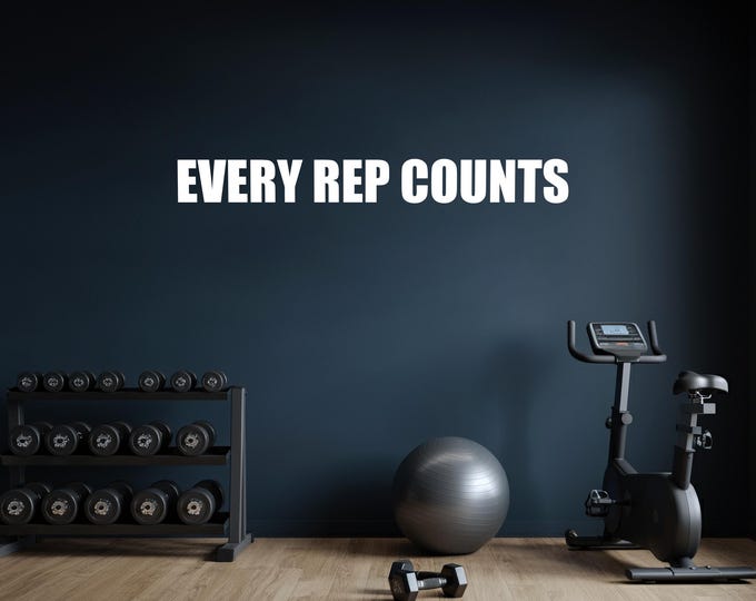 Motivational Gym Wall Decal, EVERY REP COUNTS 01