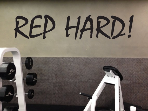 Home Gym Ideas, Motivational Gym Wall Decal, REP HARD, 104