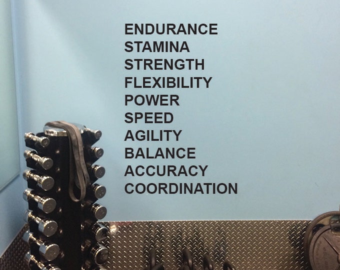 Gym Design, Fitness Words Wall Decal.
