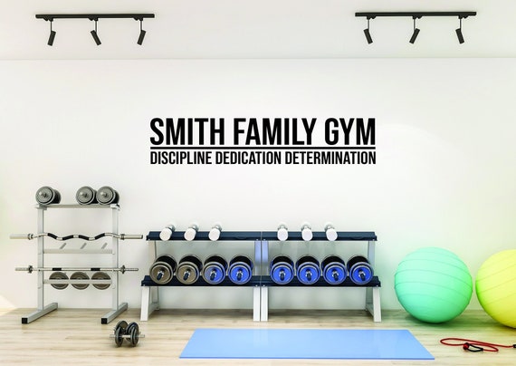 Personalized Custom Home Gym Name Decal, DISCIPLINE DEDICATION DETERMINATION, Home Gym Design Idea, Family Name Gym Fitness Gift Idea- OPT11