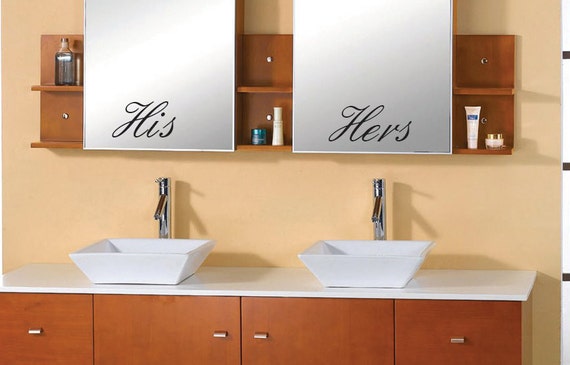 Bathroom Wall Decor, His and Hers Vinyl Decal Wall Art Sticker. 4"x8" Bathroom, Closet, Bedroom, 28