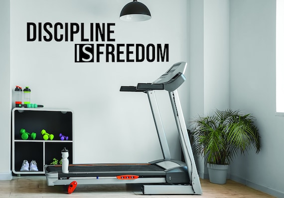 DISCIPLINE IS FREEDOM Gym Wall Decal, Fitness Wall Decal, Motivational Quote, Cycling Wall Decor Decal. Cycling Sticker, Fitness Gift