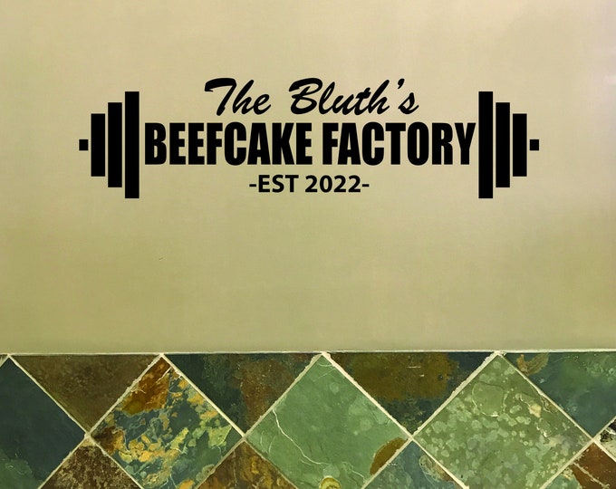 Personalized Custom Home Gym Name Decal, Custom Decal for Gym, Home Gym Design Idea, BEEFCAKE FACTORY. Fitness Gift Idea- OPT8