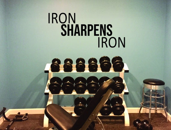 IRON SHARPENS IRON, Fitness Wall Decal, Cycling Wall Decal, Physical Therapy Quote, Garage Gym Ideas, Office Wall Decal, Classroom Decor