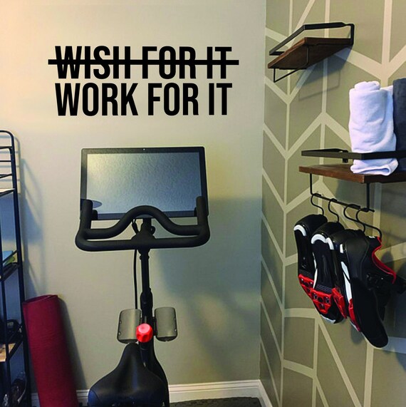 Wish For It Work For It Office Wall Decal, Office Wall Decor Ideas, Gym Wall Decal, Fitness Wall Decal, Home Office Design Ideas.