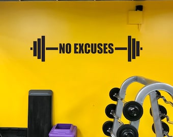 Sticker For Gym, NO EXCUSES Wall Decal, Fitness Wall Decal, Home Gym Design, Locker Room Sign, Sports Sign