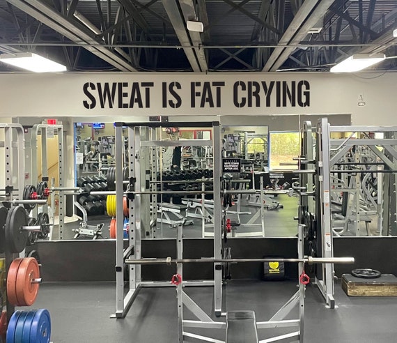 SWEAT is FAT CRYING Gym Wall Decal, Gym Quote Decor, Fitness Decor, Home Gym Design Idea, Fitness Wall Decal, Cycling Quote decor