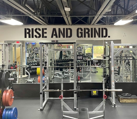 RISE AND GRIND. Gym Wall Decal, Gym Quote Decor, Fitness Decor, Home Gym Design Idea, Fitness Wall Decal, Fitness Gifts