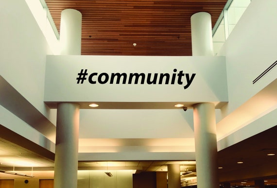 Hashtag Gym Decal, Community Center Decor, #community Wall Sticker. Gym Ideas, Office Wall Decal, Office Break Room Decor