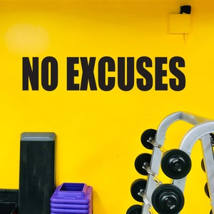 NO EXCUSES Gym Wall Decal, Fitness Gift Idea, Gym Design Idea, Office Wall Decor, Cycling Wall Decal, Gym Design Ideas