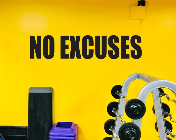 NO EXCUSES Gym Wall Decal, Fitness Gift Idea, Gym Design Idea, Office Wall Decor, Cycling Wall Decal, Gym Design Ideas
