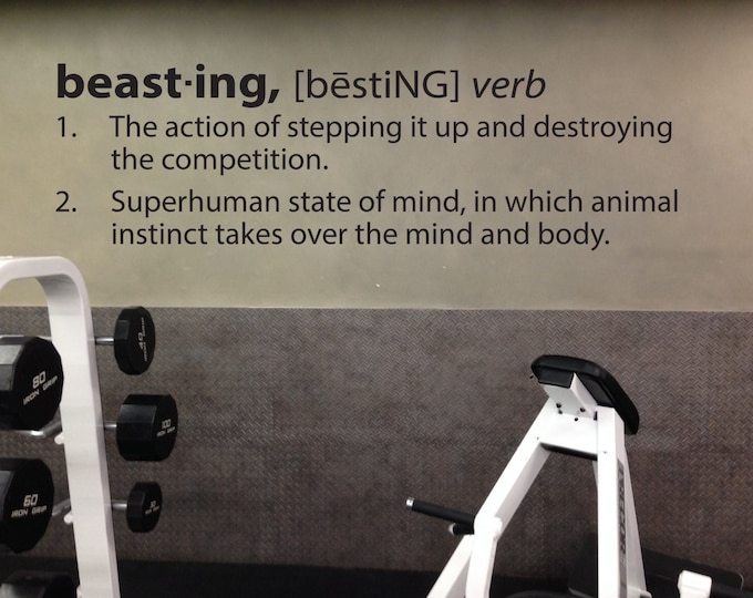 Gym Design Ideas, Beasting definition wall decal, Fitness Wall Decal