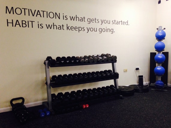 Rec Room Wall Decal, Recreation Room Decor, Home Gym, Motivation is what gets you going. Habit is what keeps you going.