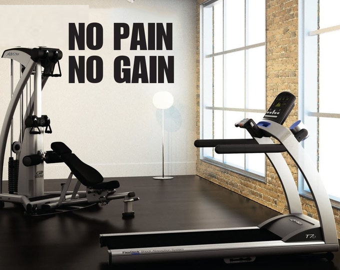No Pain No Gain,  Wall Decor Vinyl Decal Gym Workout Motivation Quote item#82