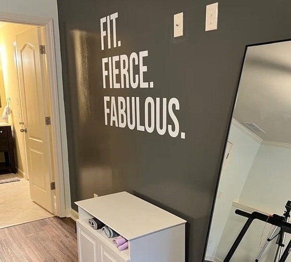 Wall Quote for Cycling Room, Wall Quote for Gym, Gym Design Ideas, Gym Decor Idea, Fitness Decor, Cycling Decor FIT. FIERCE. FABULOUS.