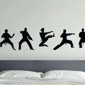 Karate Silhouettes Kids Wall Decal, Wall Sticker for Kids Room, Kihon, Kata, Kumite, Dojo, Sensi 088