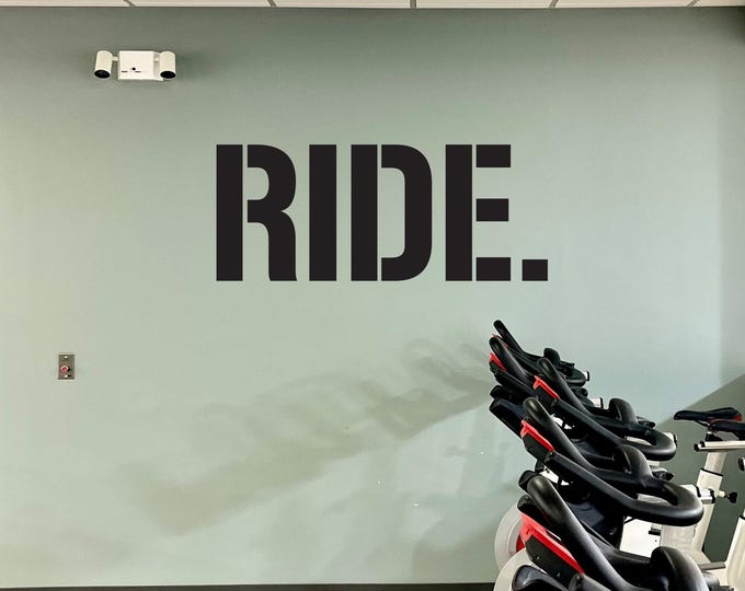 RIDE. Wall decal, Cycling Wall Decal, Fitness decor, Home Gym Wall Decal, Cycling Decor, Fitness Gifts, Home Gym Ideas, Inspirational