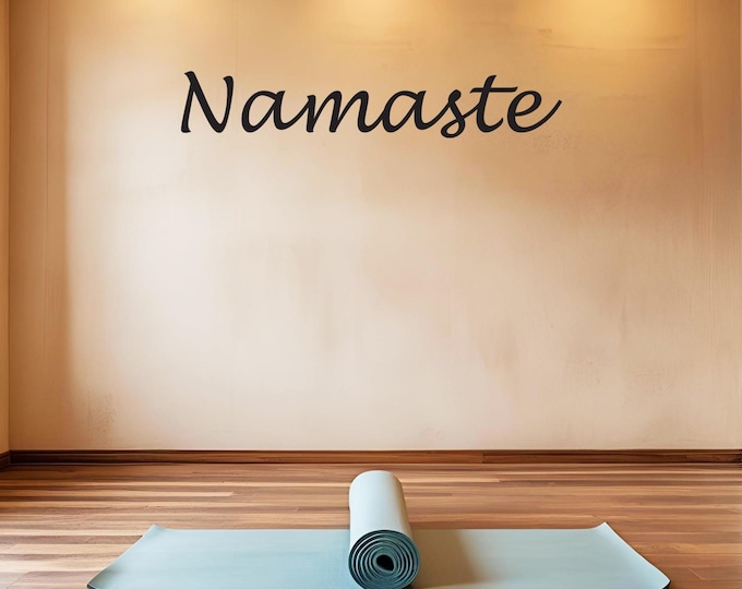 Yoga Wall Decal, Namaste Wall Decor, Wall Decal, Namaste Sticker for Wall or Mirror. Yoga Studio Sign, Namaste Vinyl Graphic. 075