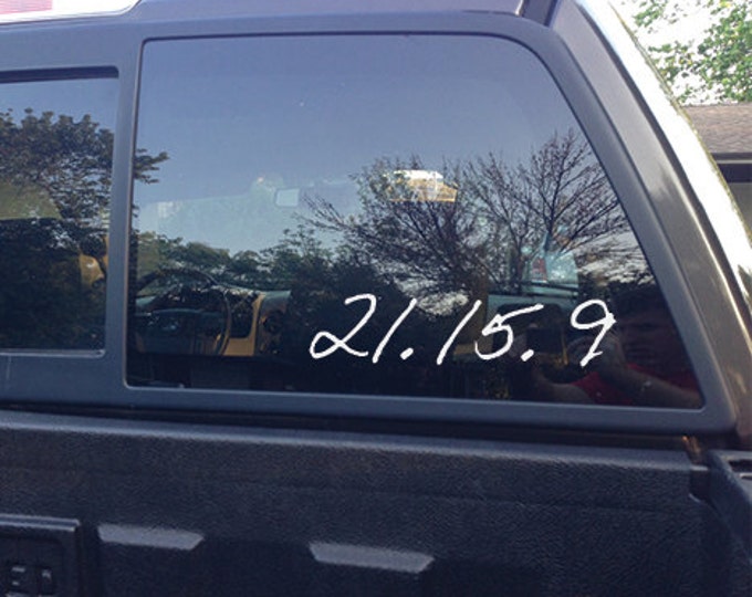21.15.9, 6 Qty, Auto Decal Sticker1.5"x6", item#23