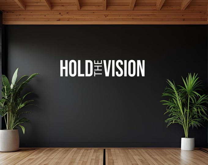 Fitness Wall Art, Home Cycling Room Ideas, Home Gym Design Ideas, HOLD THE VISION gym wall decal. Wall Decor for Home Gym.