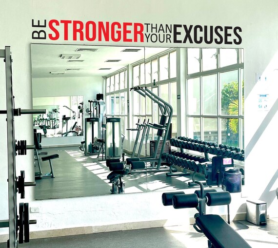 Be STRONGER Than Your EXCUSES, Gym Wall Decal, Classroom Wall Decal, Cycling Wall Quote, Fitness Wall Quote