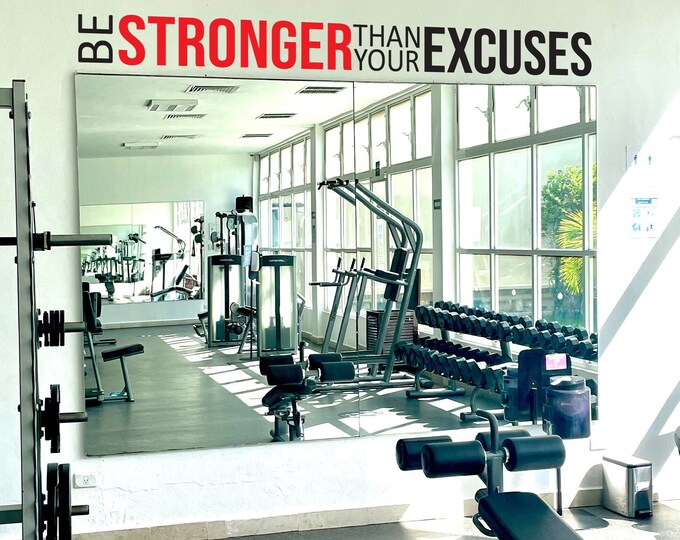 Be STRONGER Than Your EXCUSES, Gym Wall Decal, Classroom Wall Decal, Cycling Wall Quote, Fitness Wall Quote