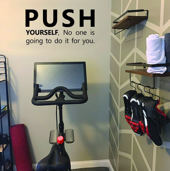 PUSH YOURSELF no one is going to do it for you, Gym Wall Decal, Fitness Theme Décor, Fitness Gift, Home Gym Design Idea, Inspirational Quote