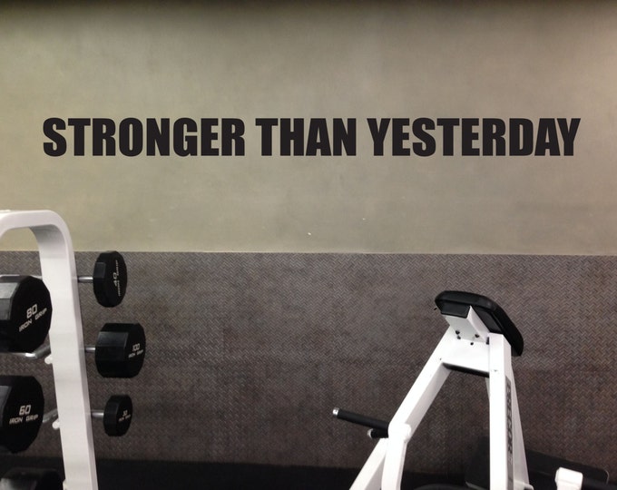 Motivational Fitness Gym Wall Decal. STRONGER THAN YESTERDAY