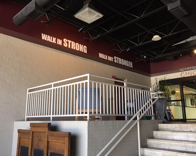 Gym Essentials, Gym Wall Decals. Walk in Strong Walk Out Stronger