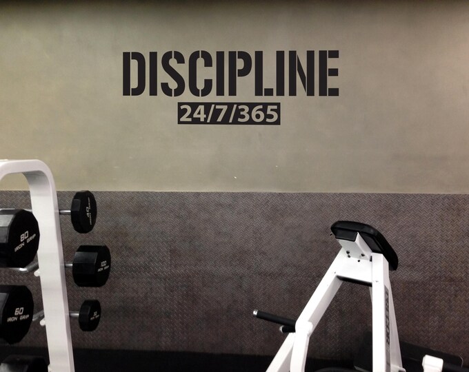 DISCIPLINE 24/7/365 Wall Sticker for Gym, Motivational Quote, Glass or Mirror Decal, Wall Sticker for Gym, Chiropractor Clinic Sign