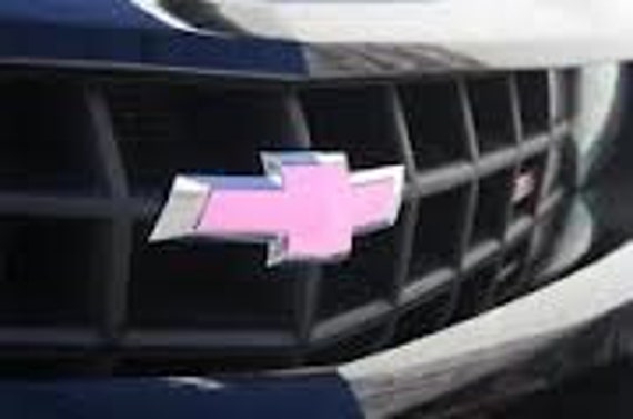 2 Pink Vinyl Rectangle Sheets Wrap Chevy Bowtie Emblem Overlay Cover Decal, All Chevy Models-NOT PRECUT into Bowtie