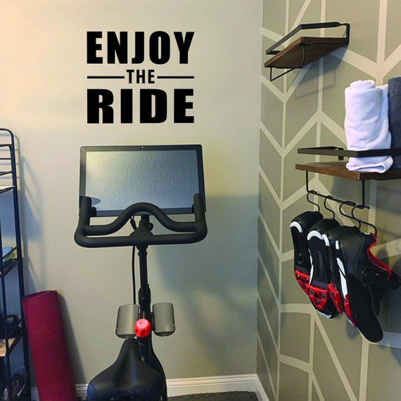 ENJOY THE RIDE Wall Sticker, Cycling Wall Decal, Fitness Theme Decor, Fitness Gift, Home Gym Design Ideas, Inspirational Quotes