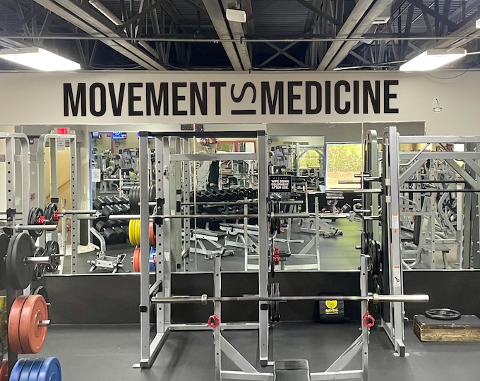 MOVEMENT IS MEDICINE Gym Wall Decal, Gym Design Ideas, Physical Therapy Sign, Fitness Decor, Cycling Decor, Wall Decal for Gym
