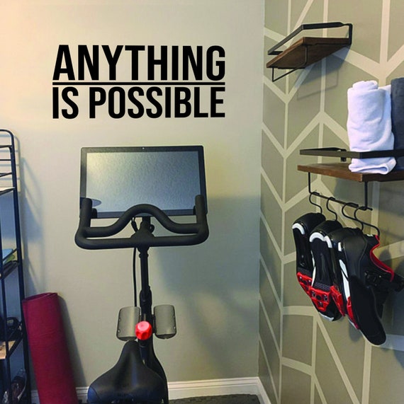 ANYTHING IS POSSIBLE, Gym Quote Decor, Fitness Decor, Home Gym Design Idea, Fitness Gift Cycling Quote decor