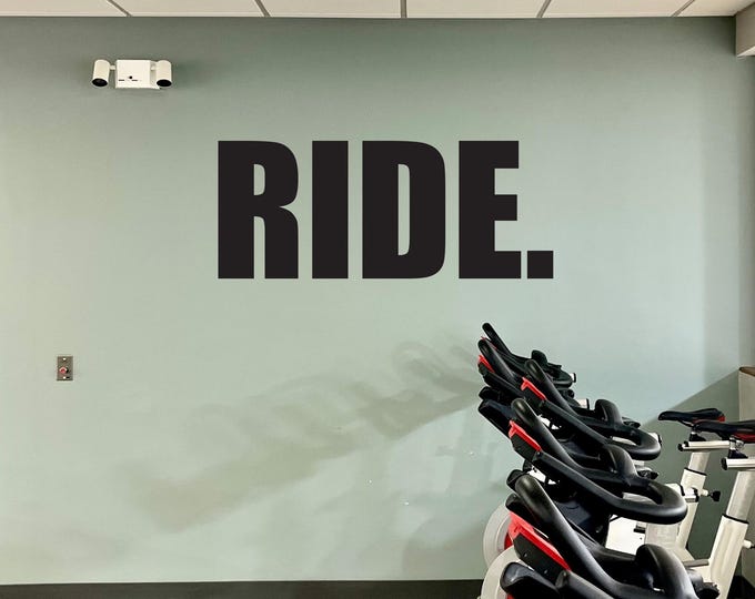 Large Gym Wall Decal, RIDE. Wall decal, Running Wall Decal, Fitness decor, Home Gym Wall Decal, Cycling Decor, Fitness Gifts