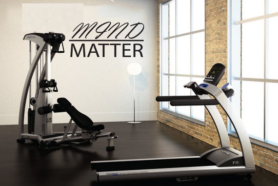 Mind over Matter, Wall Decor Vinyl Decal Gym Workout Motivation Quote 13"x21"