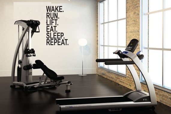 Wake Run Lift Eat Sleep Repeat, Wall Decor Vinyl Decal Gym Workout Motivation Quote