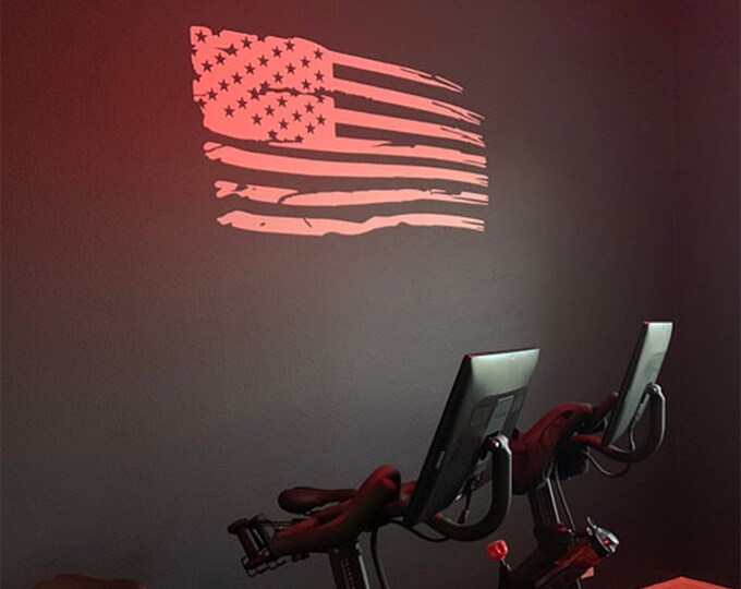 American Flag Wall Decal, Large American Flag Distressed Style Decal, Flag for Gym, Flag for Office, Flag decor, American Design.