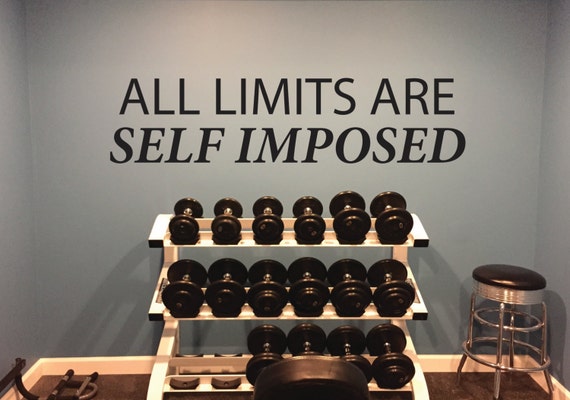 Wall Decor for Gym, Wall Decor for Office, Quote about Limits, All Limits Are SELF IMPOSED Wall Decal.