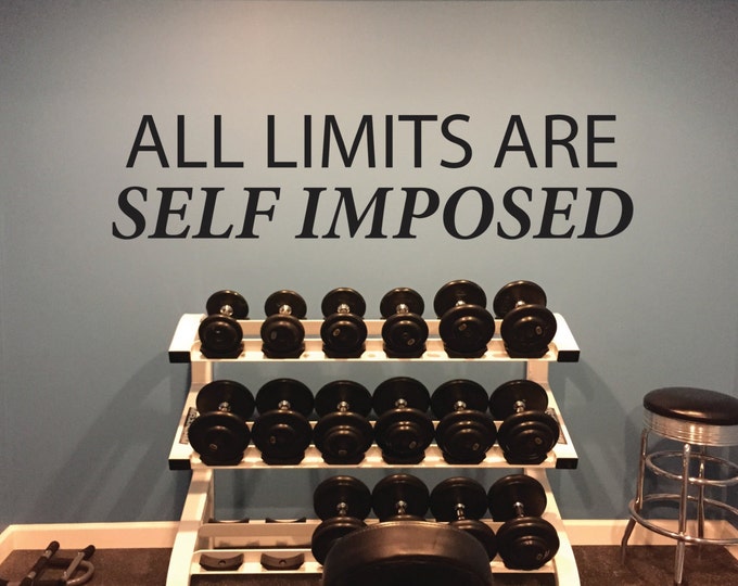 Wall Decor for Gym, Wall Decor for Office, Quote about Limits, All Limits Are SELF IMPOSED Wall Decal.