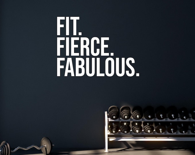 Wall Quote for Cycling Room, Wall Quote for Gym, Gym Design Ideas, Gym Decor Idea, Fitness Decor, Cycling Decor FIT. FIERCE. FABULOUS.