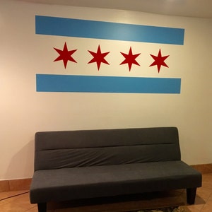 Chicago Flag Wall Decal, Chicago Flag Decor, Chicago Decor, Chicago Inspired theme.