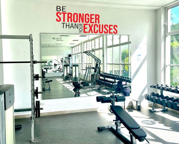 Be Stronger Than Your Excuses, Cycle Room Idea, Physical Therapy Wall Decor, Fitness Decor, Gym Design Ideas, Gym Wall Sticker